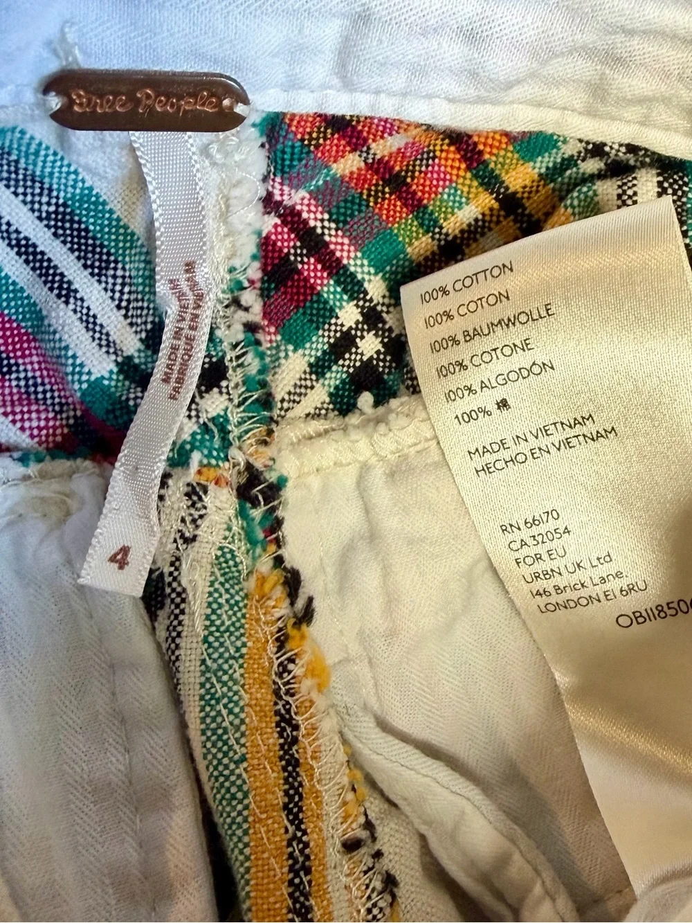 Free People Marlowe Yard Dye Plaid Seersucker Pants Size 4 Cotton Straight Leg